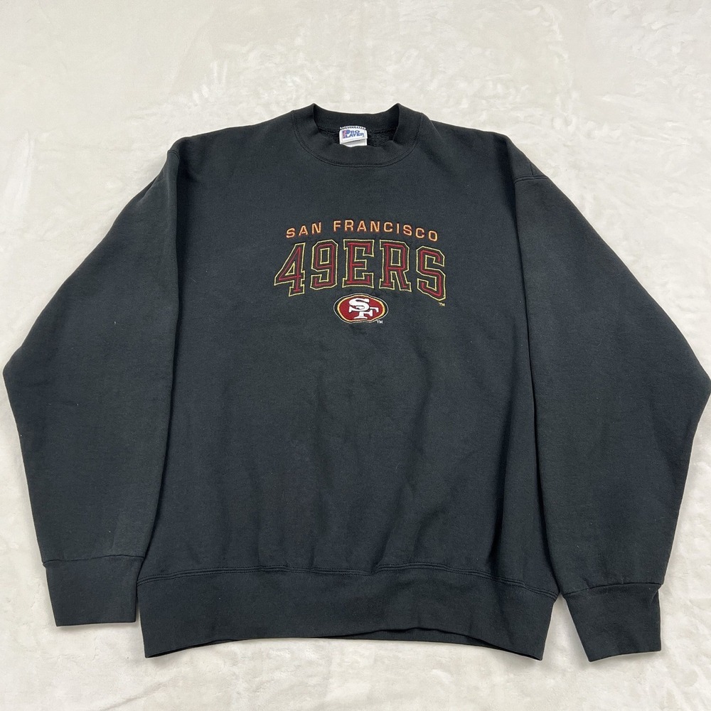 Pro Player Sweatshirt Mens XL Black San Francisco 49ers Vintage Embroidered Logo